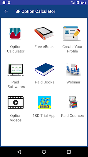 Android application Option Trading Calculator screenshort