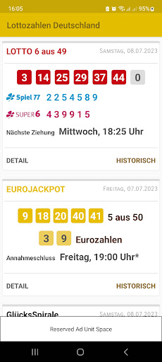 Android application Gewinnzahlen Lotto 6 aus 49 screenshort