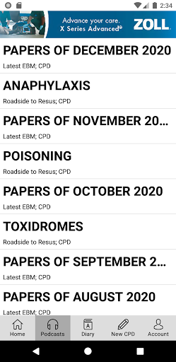 The Resus Room CPD Diary Screen 2