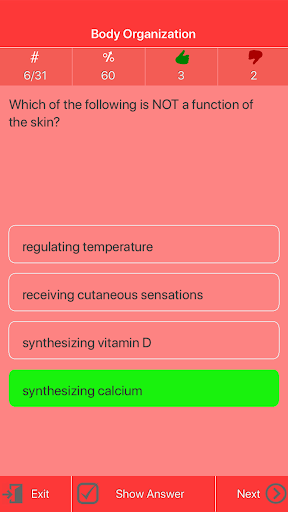 Human Biology Quiz Screen 3