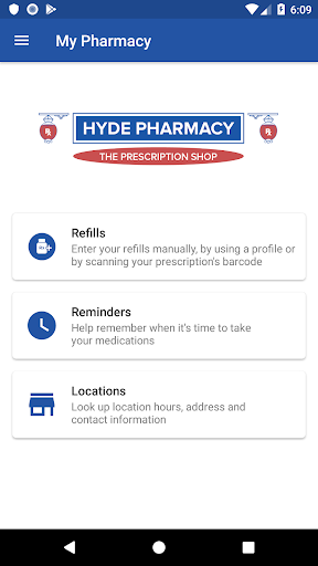 Android application Hyde Pharmacy screenshort