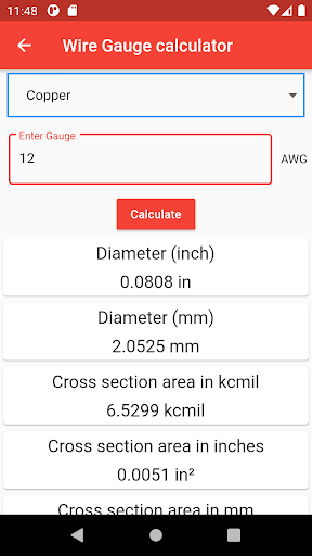 Wire Calculator Screen 3
