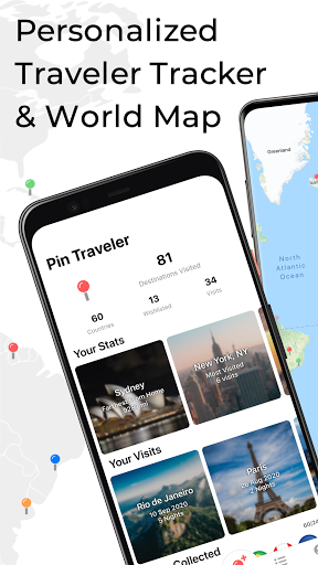 Pin Traveler: World Travel Map & Trip Tracker App  screenshots 1