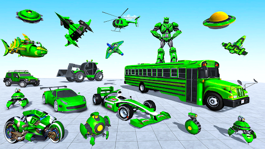 Army Bus Robot Car Games