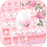 Pink Flower Keyboard Theme pink butterfly icon