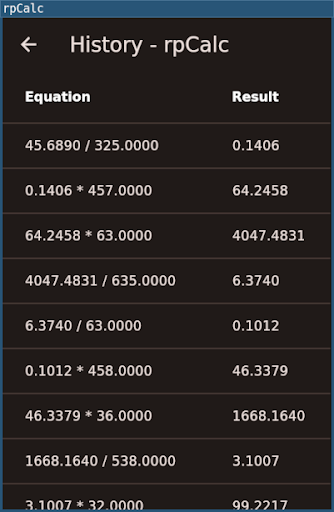 rpCalc Screen 2