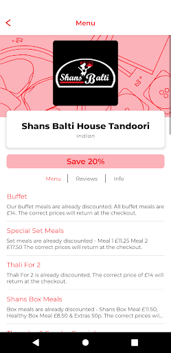 Android application Shans Balti House SR3 screenshort