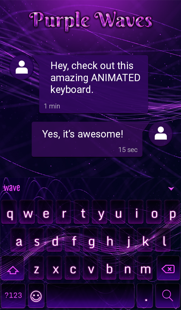 Android application Purple Waves Animated Keyboard + Live Wallpaper screenshort
