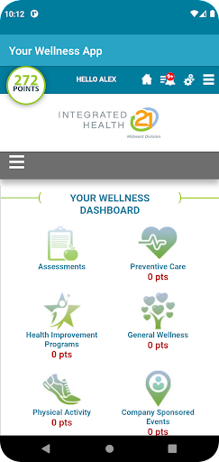 Android application IH21 Wellness screenshort