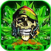 Тема для клавиатуры Neon Green Weed Skull