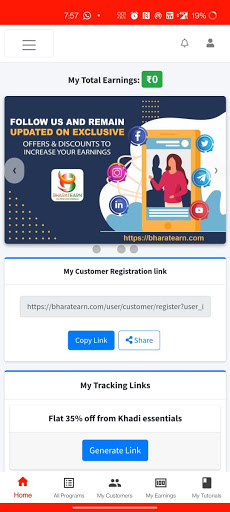 BharatEarn - Earn from Home Screen 2