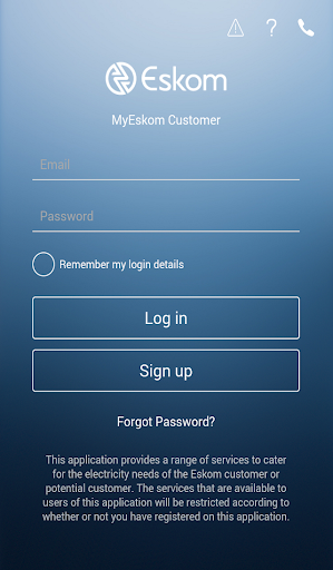 Android application MyEskom Customer screenshort