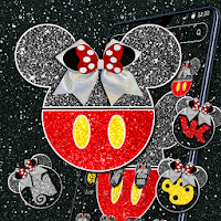 Cute Red Black Micky Glitter Theme ❤️