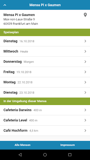 Android application Mensa Frankfurt screenshort