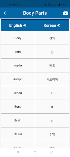 Common Korean Words Screen 2