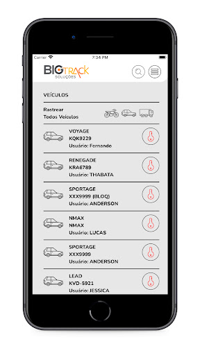 Android application Select Car Rastreador screenshort