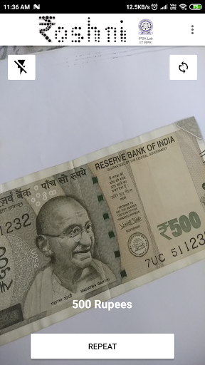 Roshni -- Currency Recognizer Screen 3
