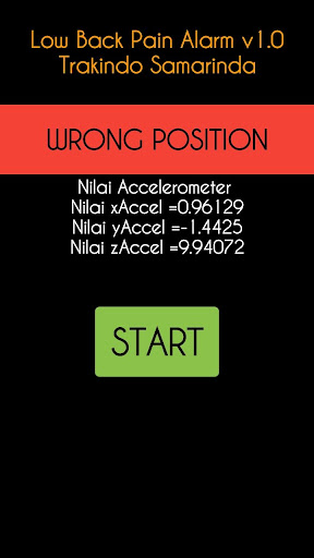 Low Back Pain Alarm Screen 2