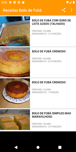 Receitas Bolo de Fubá