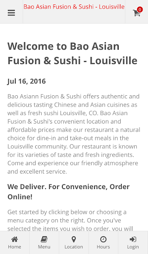 Android application Bao Asian Fusion & Sushi Bar screenshort