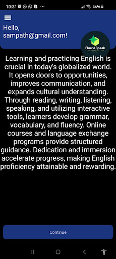 Android application Fluent Speak screenshort