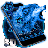 3D Neon Vivid Wolf Theme icon