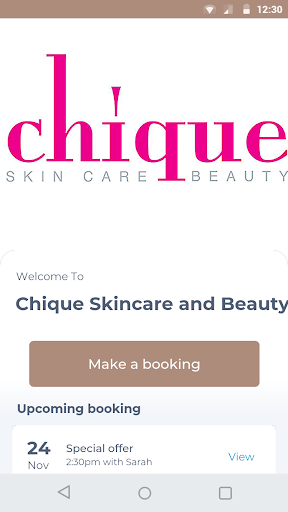 Android application Chique Skincare and Beauty screenshort