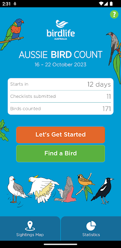 Android application Aussie Bird Count screenshort