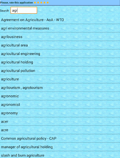 Android application Agriculture Dictionary screenshort