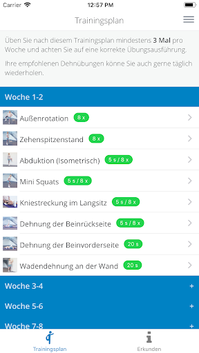 Android application ÖssurFit screenshort