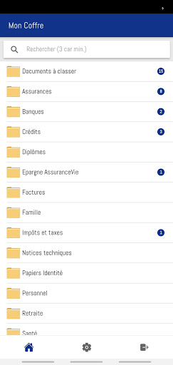 Android application e-coffrefort screenshort