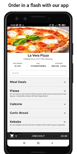 Android application La Vera Pizza screenshort