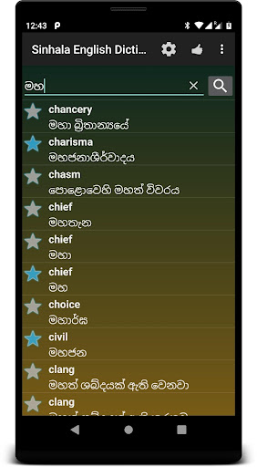 OFFLINE Sinhala English Dictio Screen 2