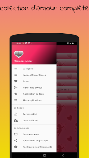 Android application Messages et Images d'Amour screenshort