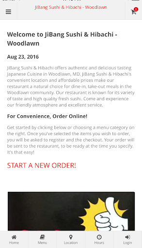 Android application JiBang Sushi & Hibachi screenshort