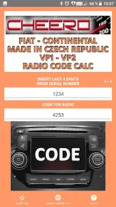 RADIO CODE for FIAT VP2 CZECH