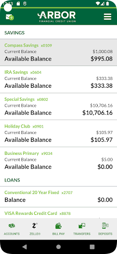 Arbor Financial Mobile Banking Screen 2