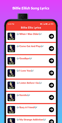 Billie Eilish Song Lyrics Screen 3