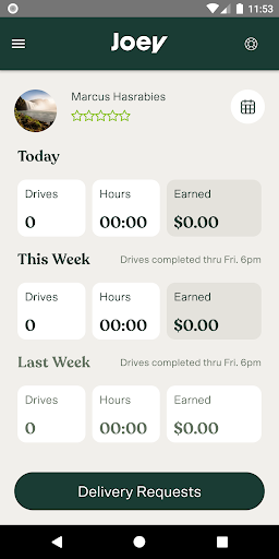Android application Joey Driver screenshort