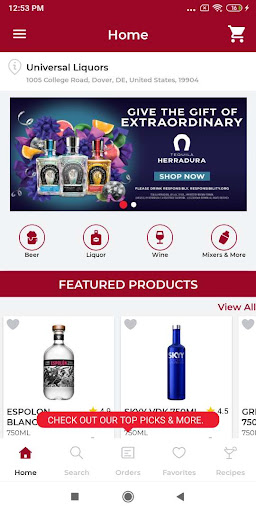 Android application Universal Liquors screenshort