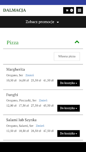 Android application Pizza Dalmacja screenshort