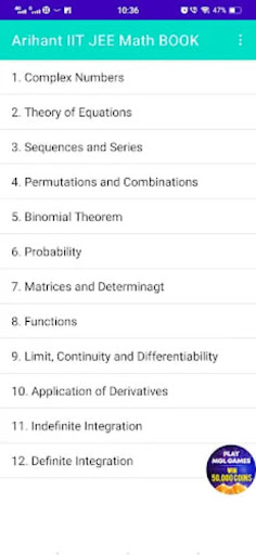 Android application Arihant IIT JEE Math BOOK screenshort