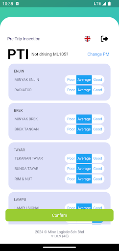 Minelog Driver App Screen 2