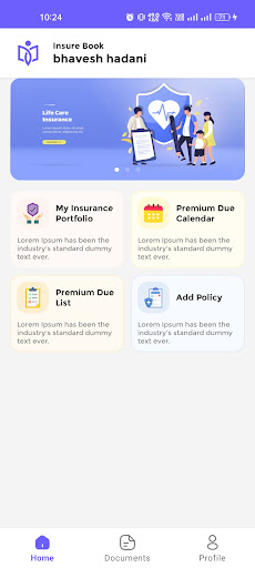 InsureBook: Insurance CRM App Screen 2