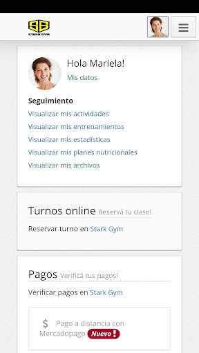 Android application Stark Gym screenshort