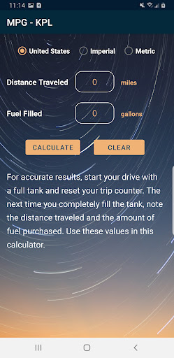 Android application MPG - KPL Calculator screenshort