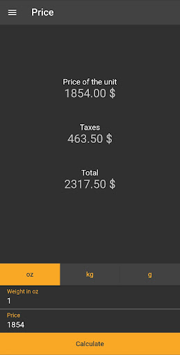 Android application Ounce Calculator screenshort