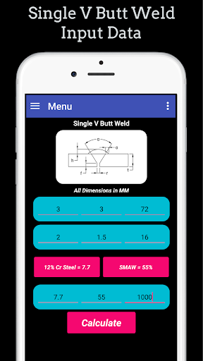 Welding Weight and Cost Calc Screen 3