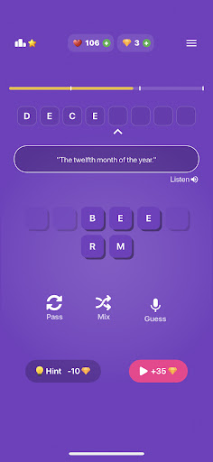 Android application Wordint: Word Game screenshort