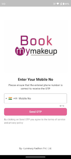 Android application BookMyMakeup | Provider screenshort